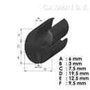 Peesrubberprofiel 7profiles 6/3MM afname per/15M