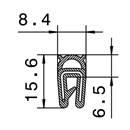 Klemprofiel EPDM 1-1,5 MM kraal boven DIN EN 45545-2 p/50M