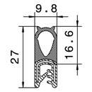 Klemprofiel EPDM 1,5-3MM kraal boven DIN EN 45545-2 p/50M