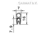 Kantprofiel PVC/rubber 1-2 MM kraal boven op bestel per/100M